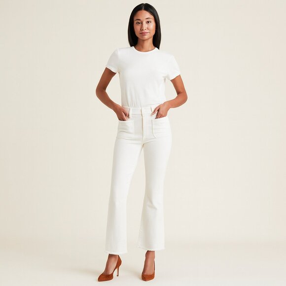 Mother White The Hustler Patch Pocket Ankle Jeans Womens Size 30 10367-753 - Picture 1 of 15